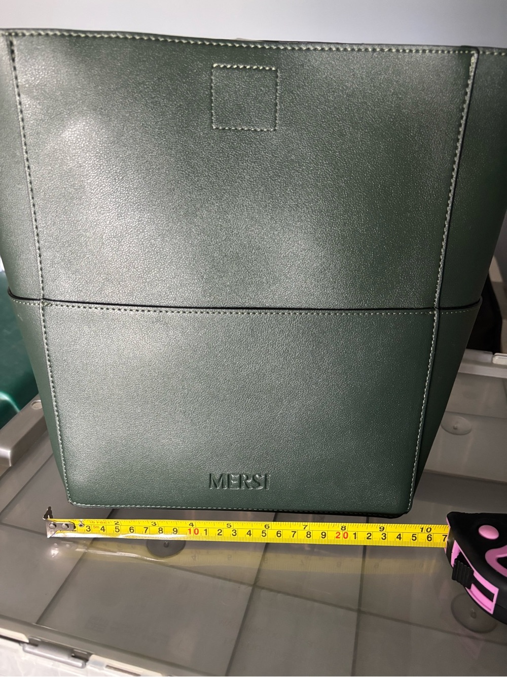 Mersi Green Pleather Tote Bag